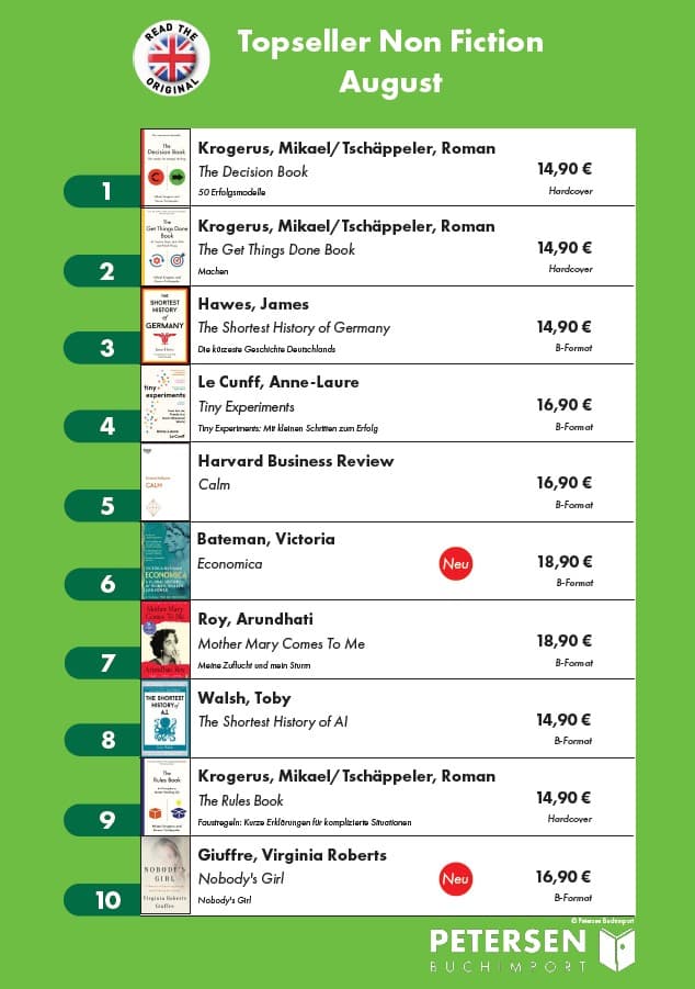Top Ten Non Fiction August 2026 Top Ten Non Fiction August 2026